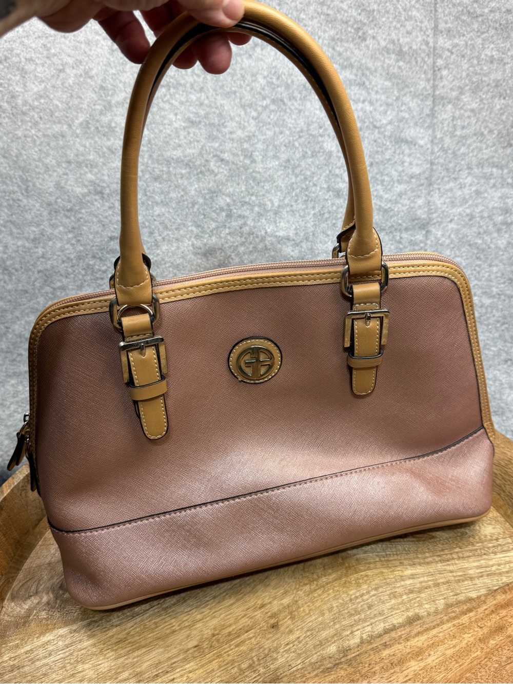 Metallic Rose Gold Giani Bernini Structured Satchel Purse